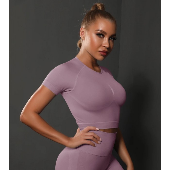 Бесшовная футболка Crop T-shirt model 23 (Rosy pink)